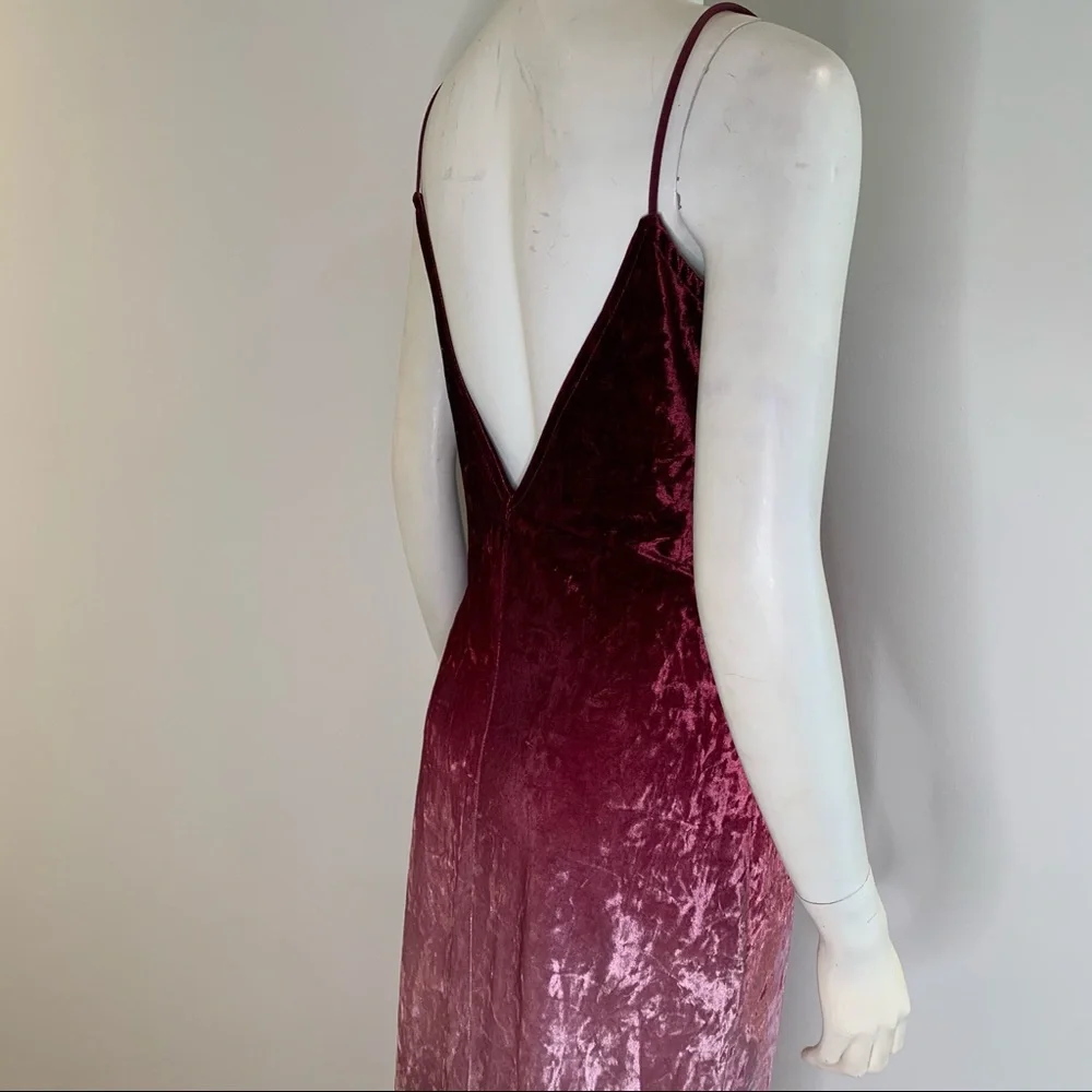 Sunset Skyline Burgundy Ombré Velvet Dress - Picture 7 of 8